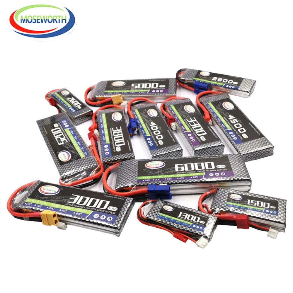 2S 7.4V 1300 1800 2200 3000 3800 4200 4500 5200 6000mAh 30C 40C 60C Toys LiPo Battery For RC Airplane Helicopter Drone Car