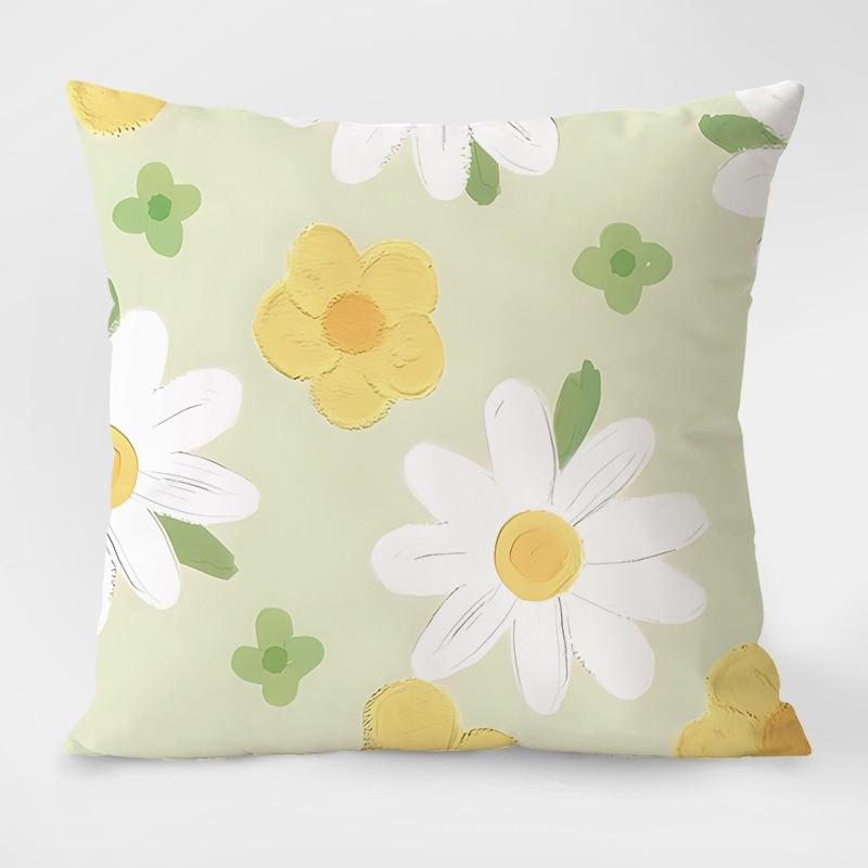 Simple Pastoral Flower Print Decorative Pillowcase Bedroom Living Room Square Cushion Pillowcase