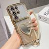 Gradient Glitter Rhinestone Phone Case For Samsung Galaxy S26 Ultra S25 S24 Plus Heart-shaped Mirror Stand Strap Bling Cover