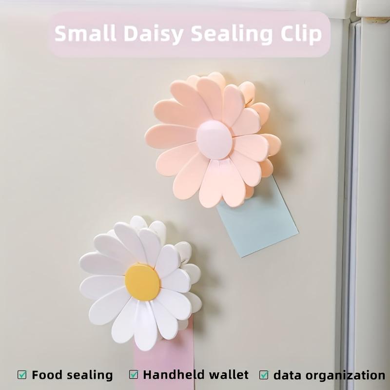 1 Set Gänseblümchen-Blüten-Snack-Siegelklammern - Niedliche 3D-Magnetverschlussklammern in Form kleiner Gänseblümchen, Lebensmittelküchenaufbewahrung, Küchenartikel