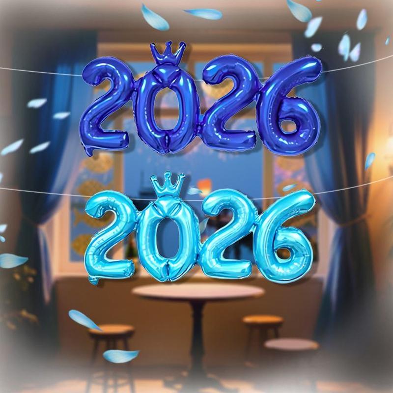 Ballons Numériques à Foil 2026 avec Couronne Connectée pour Décoration de Fête du Nouvel An 2026 Fournitures de Célébration de Remise de Diplôme et d'Anniversaire