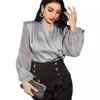 Blouses & Shirts - Fall Women's V-neck Patchwork Mesh Long Sleeve Elegant Blouse, Casual Fashion Top Women Daily Foreign Trade