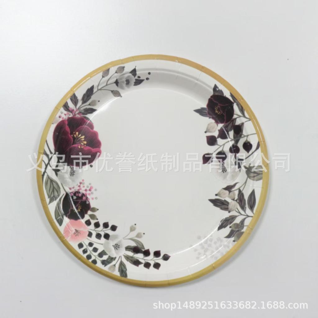 Periodic Price Reduction Promotion! 9 Inch 7 Inch Disposable Paper Plate Christmas Holiday Party Household Plate Bronzing Paper