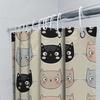 Cute Cat Shower Curtain Modern Bathroom Decor For Kids Room Black White Pink Blue Cartoon Pattern Print Waterproof Fabric With H