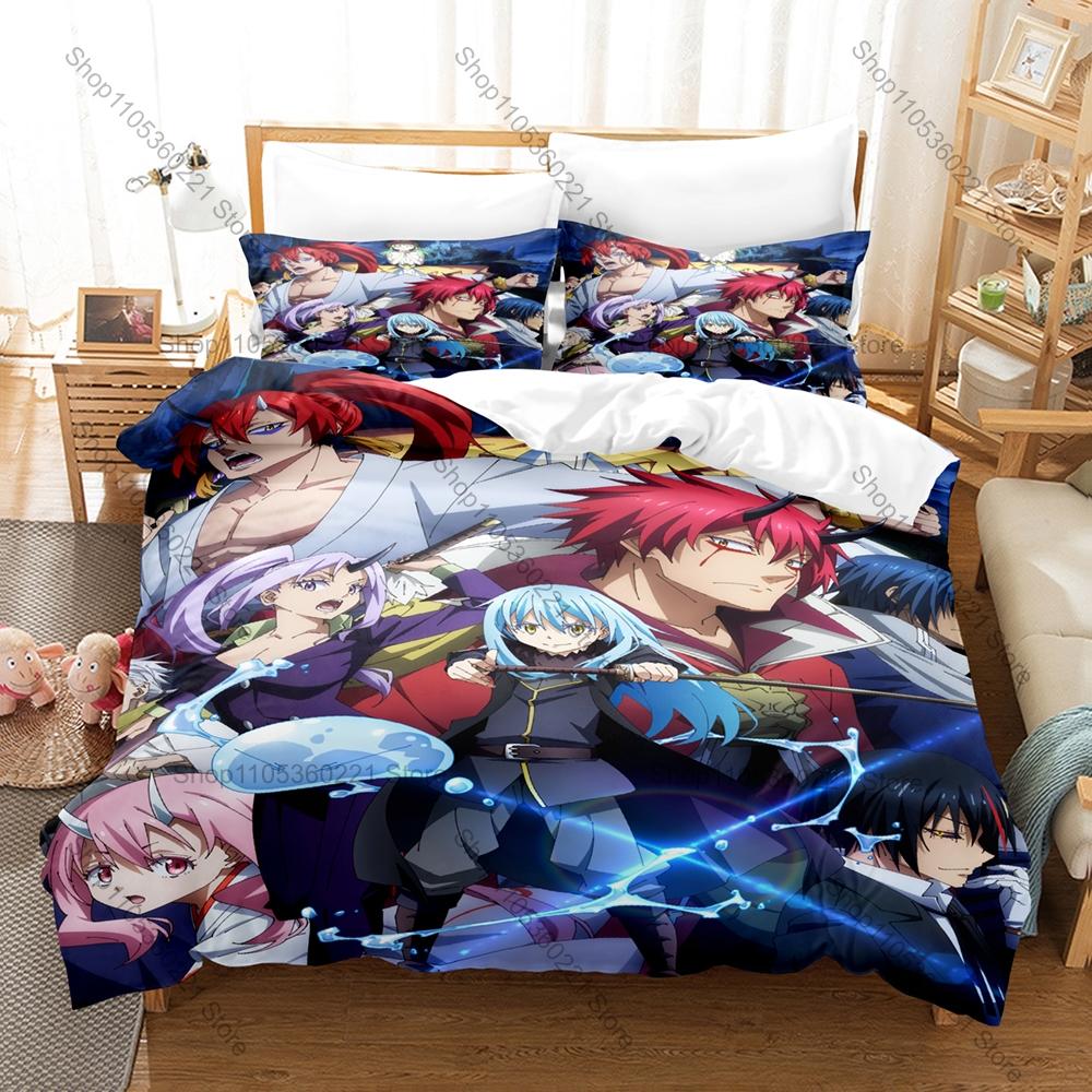 Cool Tensei Shitara Slime Datta Ken Anime Print Bedding Set 3in1 1 Duvet Cover 2 Pillowcases Soft Fabric Bedroom Textile For Ota