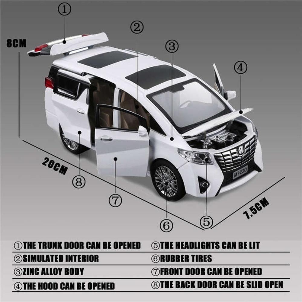 KLT 1:24 Toyota Alphard 20cm Diecast Alloy Car Model Kids Toys