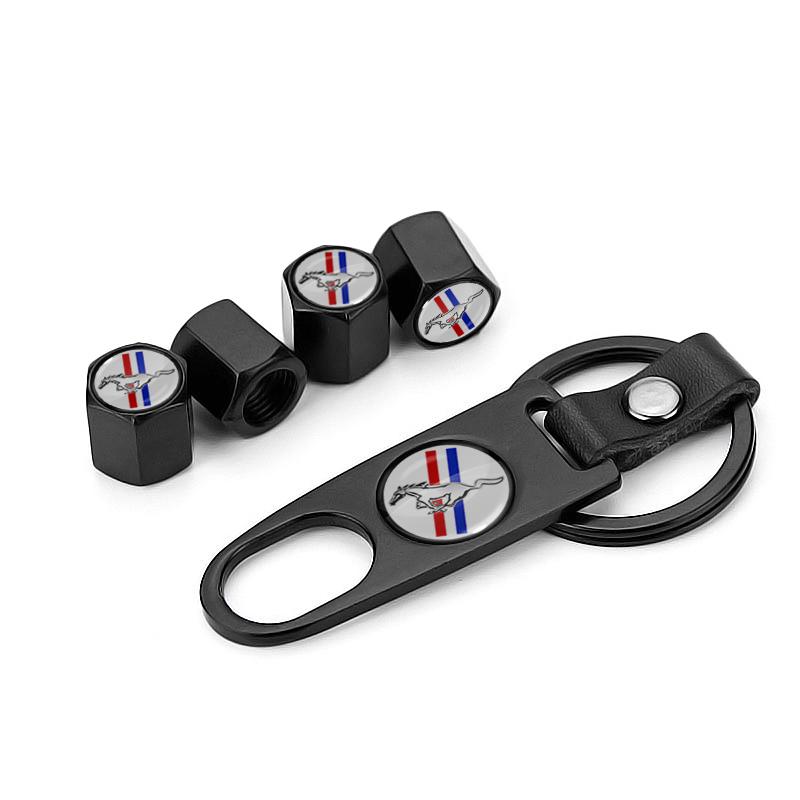 

5Pcs/Set Car Keychain Tire Valve Cap Car Styling Accessories For Ford Mustang SHELBY GT 500 350 Convertible V Mach e Mustang