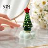 Glass Art for Home Decor Handmade Christmas Tree Ornament with Star Top And Colorful Bead Details, Ornaments Desktop Rotating Figurine Holiday