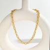 Waterproof Chunky Chain Bracelet for Women,18k Real Gold Plated Paperlicp Link With Circle Cable Chain Wriistband