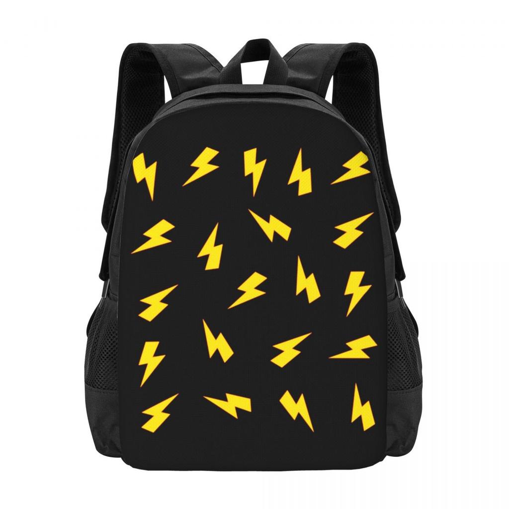 Yellow Lightning Bolts On Red Thunder Bolt Pattern Backpack Hot Sale Daypack BookBag School Bag Shoulder Bags for Men Women