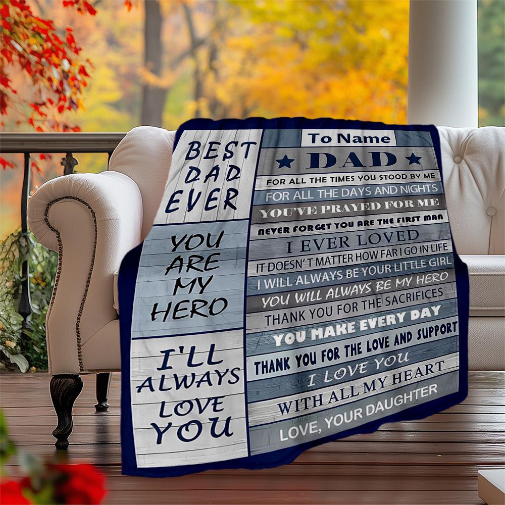 Dad'S Unconditional Love And Support Personalized Outdoor Blanket Personalized Text Warmthful Decor Great For Picnics Outdoor Travel And Camping Sofa
