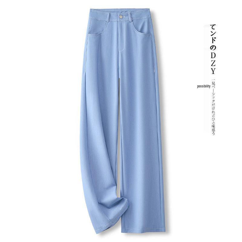 

Женские летние джинсы из ледяного шелка тенсел 2025: Новые свободные, стройнящие, широкие и прямые фасоны 30/2XL for 125-135 jin светло-синий