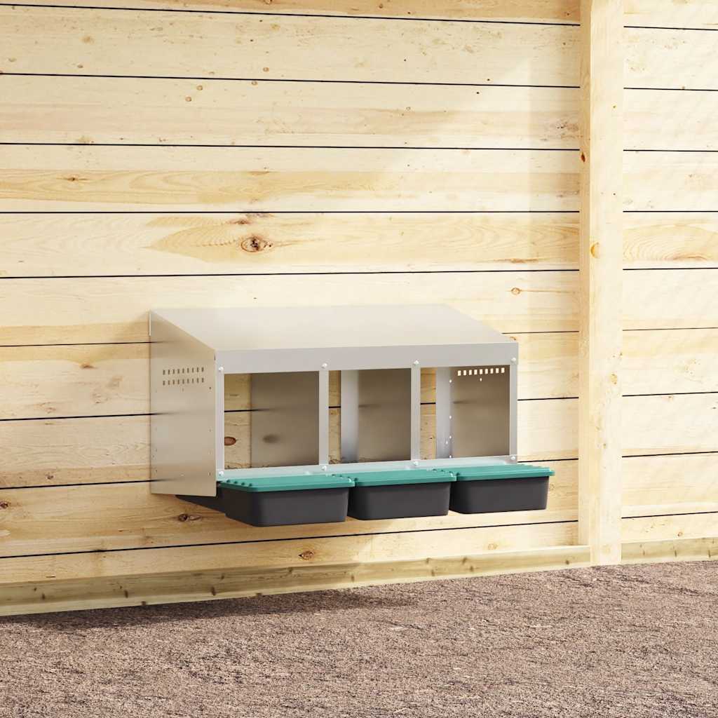 Hühnerlegebox 3 Fächer Wandmontage verzinkter Stahl