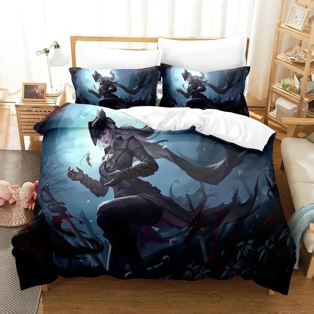 3D Print Game Lady Maria Bloodborne Bedding Set Duvet Cover Bed Set Quilt Cover Pillowcase Comforter King Queen Size Boys Adult