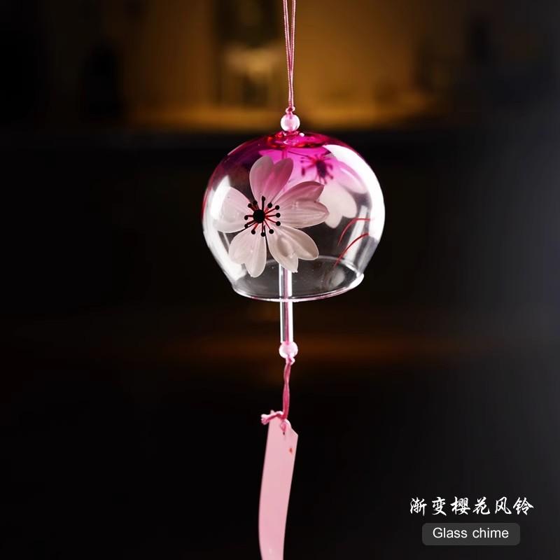 Japanese Style Cute Wind Chime Handmade Glass Painted Hanging Ornament Creative Gift for Girls