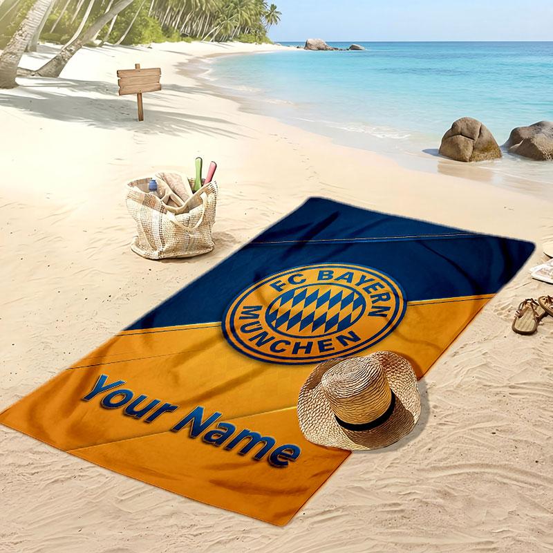 Asciugamano da Spiaggia Personalizzato Stampato Bayern Monaco Logo Calcio Supporto Nome Personalizzato Testo Asciugamano Assorbente Per Sport Viaggio Regalo Speciale