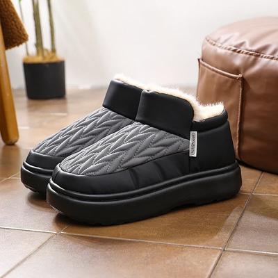 Moda Hombre Invierno Impermeable Zapatos Outdoor Hombre Casa Interior Antideslizante Suave Cálido Botas Comodidad Hogar Dormitorio Zapatilla de Algodón Calzado