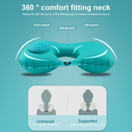 Neck Pillow Waterproof Built-in Pump Fatigue Relief Outdoor Traveling Car Airplane Inflatable Neck Pillow for Daily Use