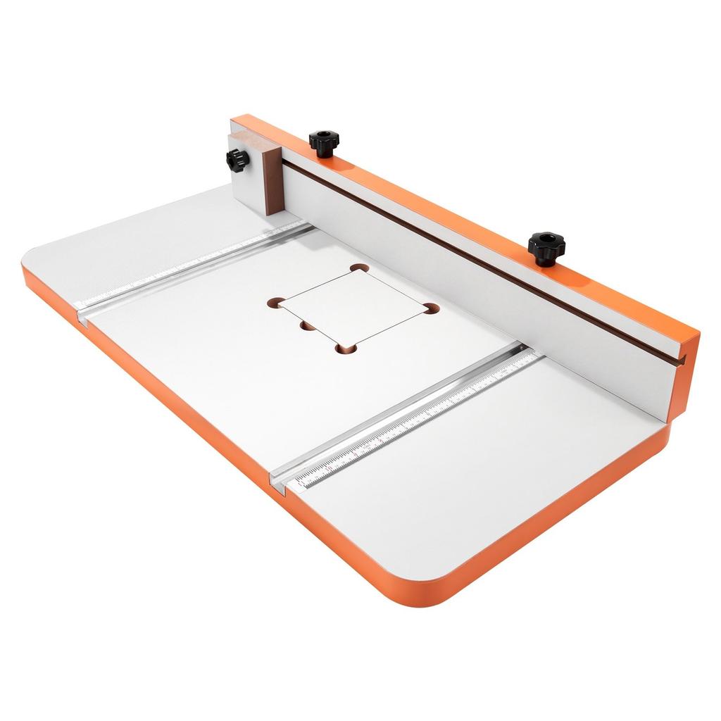 Drill Press Table, 605 x 300 mm, Worktable with an Adjustable Fence and Stop Block, Highly Compatible T-Slots, MDF Tabletop, Built-In Scale, Support