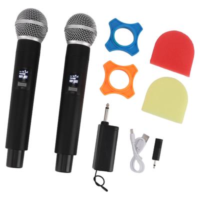 2 Micrófonos Inalámbricos VHF Profesionales con Cancelación de Ruido Recargables por USB de Mano Inalámbricos UHF