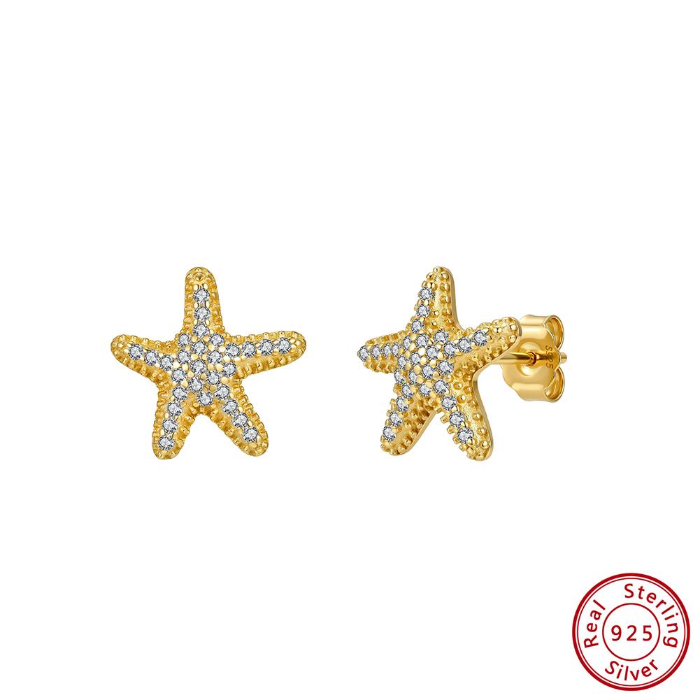 

Effie Queen 925 Sterling Silver Fashion Inlaid Zircon Starfish Earrings Cute Star Earrings Stud Ocean Party Jewelry Gift APE154