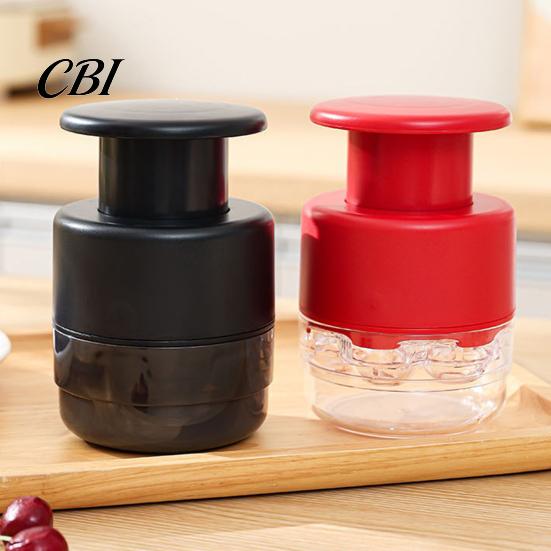Leak Proof Reusable Container 7 Hole Cherry Pitter, Multifunctional Fruit Coring Tool for BPA-free Food Storage Olive, Manual Press Remover,