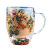 Double-Wall Glass Mug 350ml Heat-Resistant Flower Coffee Tea Cup Insulated Cup for Hot Cold