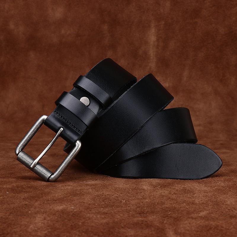 3.8Cm Wide Whole Cowhide Cut First Layer Cowhide Men'S Belt Retro Leather Pin Buckle Jeans Belt Men'S
