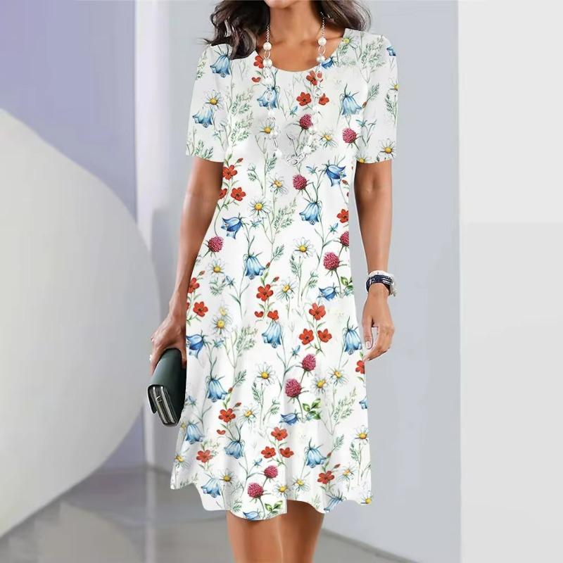 Summer Fashion Elegant Women Dress Loose Casual Dress Women New Printing  Temperament Casual Comfortable Beach Dress