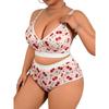 European and American Cherry Floral Sexy Lingerie Women's Thin Bra Top Push-up Pure Desire Style Large Size Bra and Panty Set