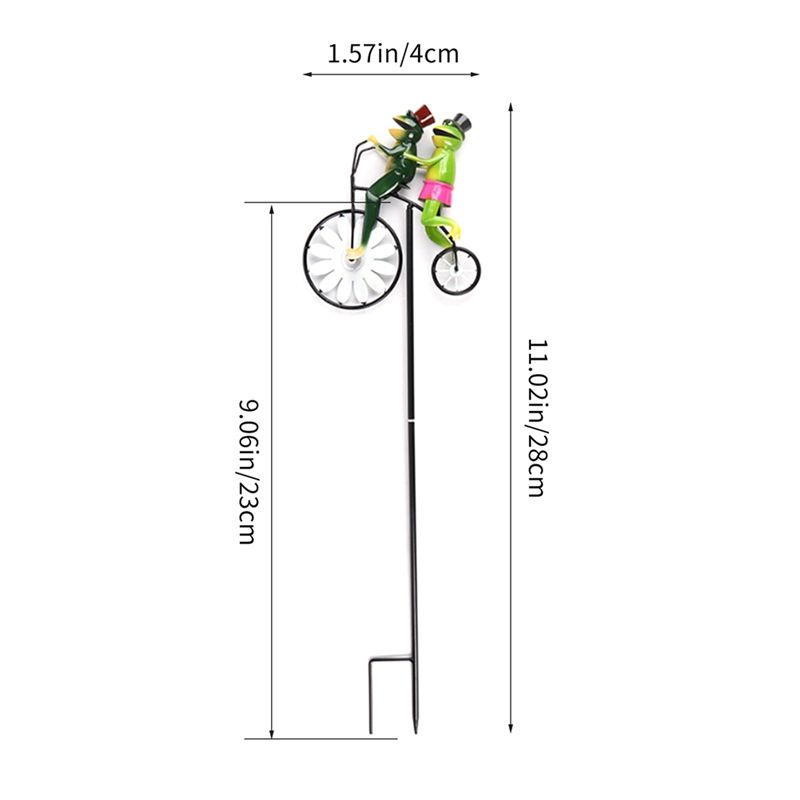 AEE4-Metall-Windspiel Garten Metalltier Fahrrad Kinetisches Spinner Dekor Outdoor Rasen Metallkunst Dekoration