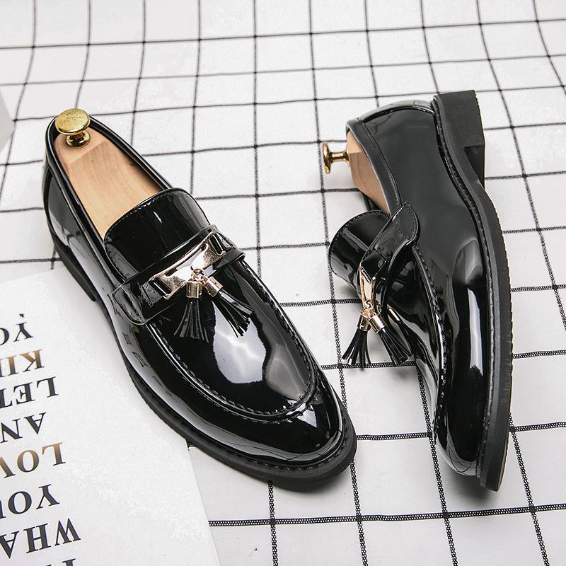 Korea Fashion Men'S Loafers Business Formal Leather Shoes Black School Shoes For Men XRS-9866