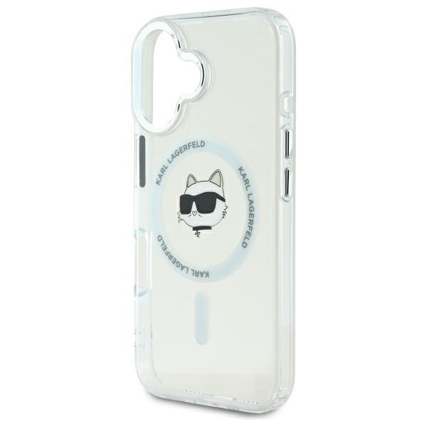 Karl Lagerfeld Klhmp16Shlschh Iphone 16 6.1 Biały/White Hardcase Iml Metal Choupette Head Magsafe