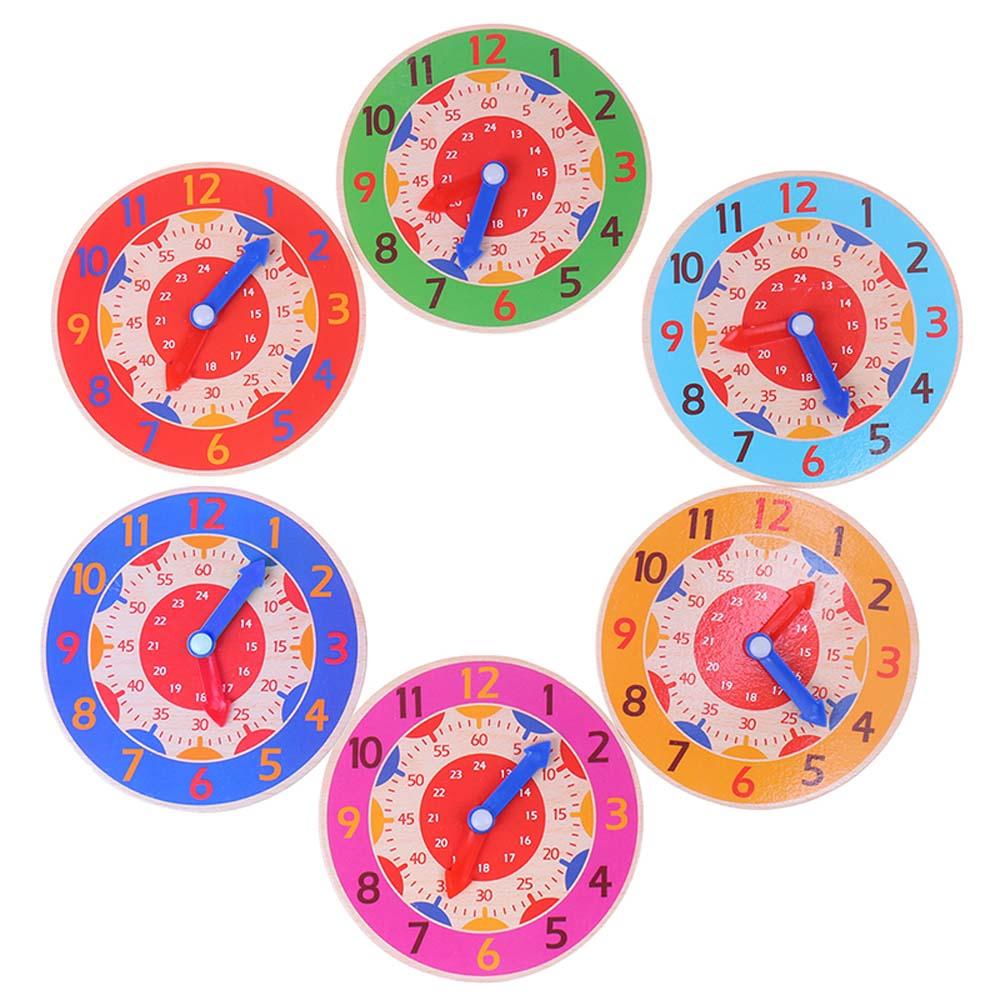 Teaching Aids Learning Clock Hour Minute Second Cognition Wooden Clock Toys Kids Time Enlightenment