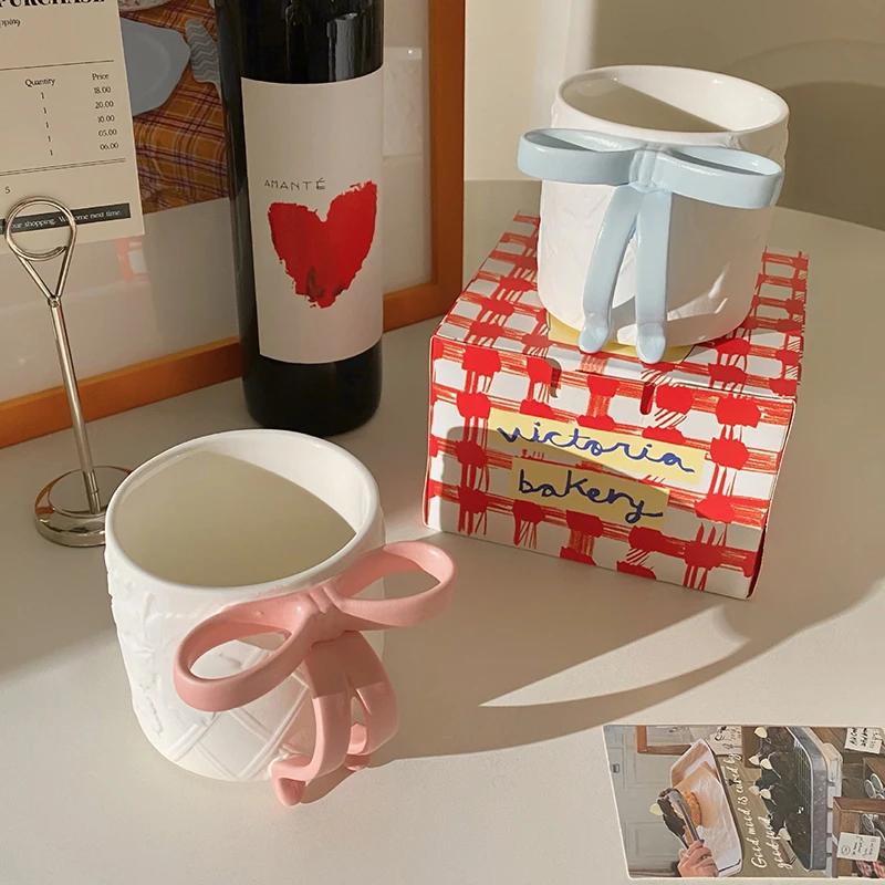 Hrnek s mašličkou Kreativní keramický pohár na vodu Snídaňové hrnky na mléko Kancelářský odpolední čaj Šálek na kávu latte Náčiní na pití