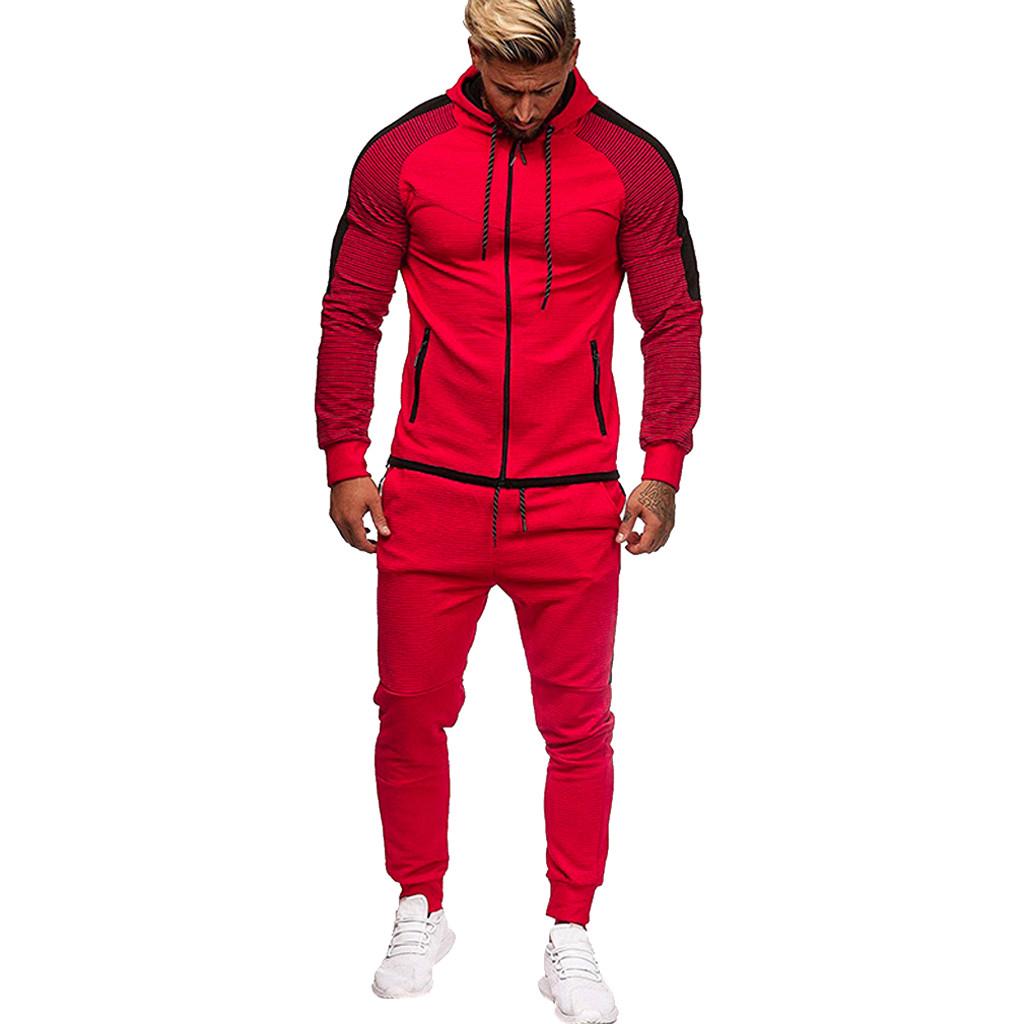 Men's  Winter Pocket Sweatshirt Top Pants Sets Sports Suit Tracksuit  