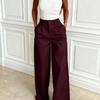 2026 European Women's Spring/Summer Drape Long Pants with Waist Patchwork and Button Details