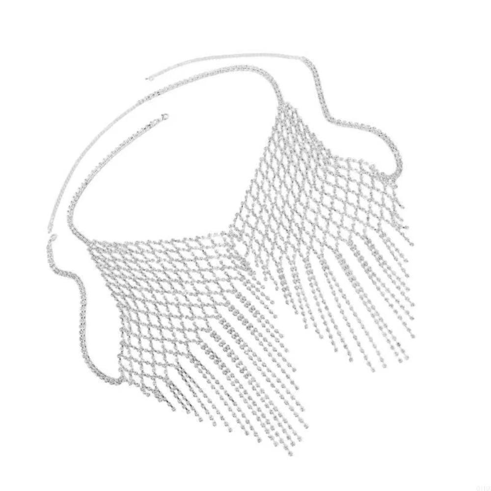 Fashion Tassel Bra Chain for Crop Top Sparkling Body Chain Jewelry Crystal Lingerie  for Nightclub