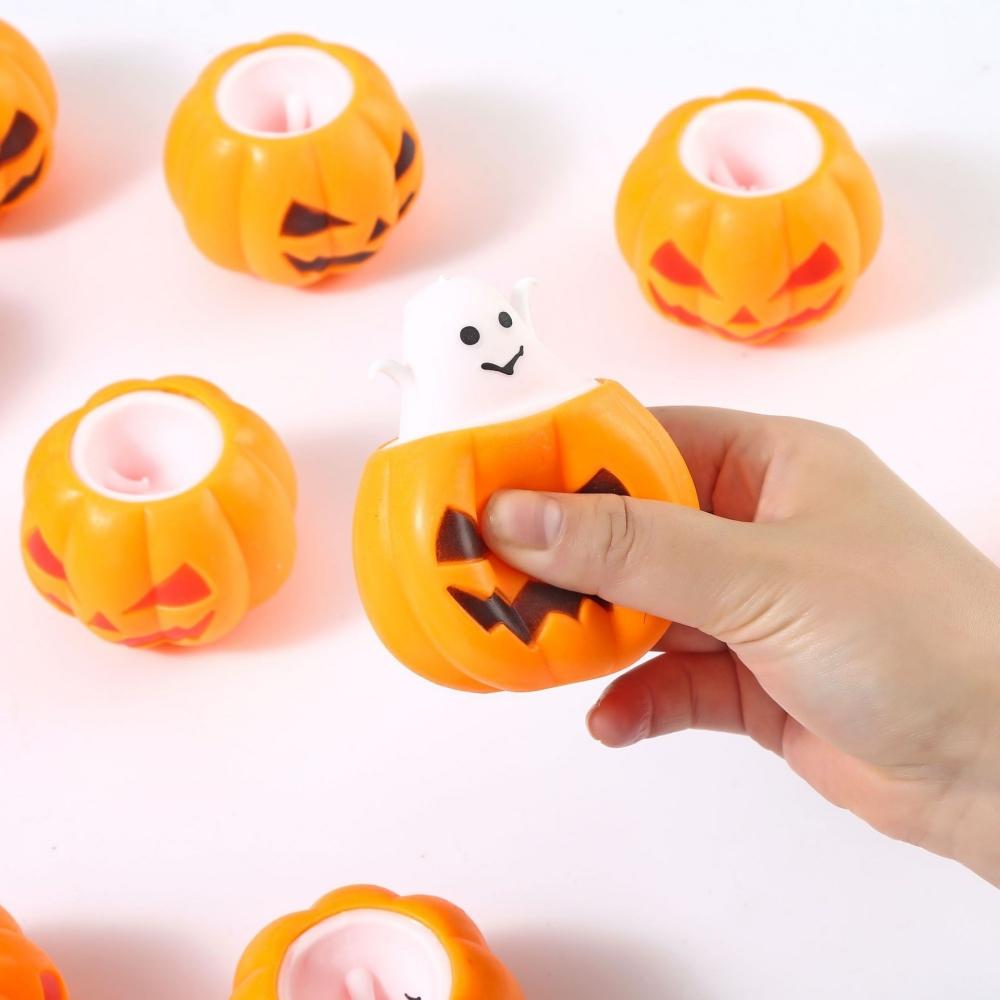3/5/10 Pcs Halloween Funny Pumpkin Squeeze Ghosts for Halloween Prank Party Carnival Party Gift Souvenir Gift Box Stuffing