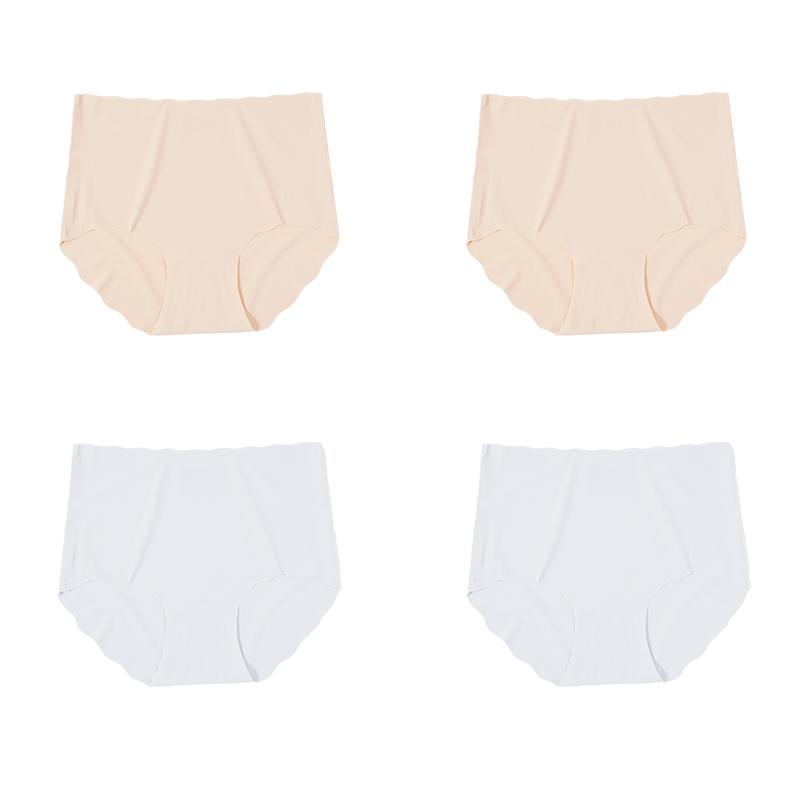 1/4 Pcs High Waist Panties for Women Plus Size Ice Silk Seamless Briefs Women Soft Underpants