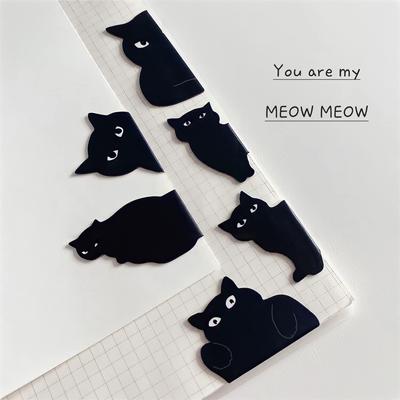 6pcs Black Cat Bookmark for Books Cute Cartoon Magnetic Page Clips Book Marker Unique Reading Gift