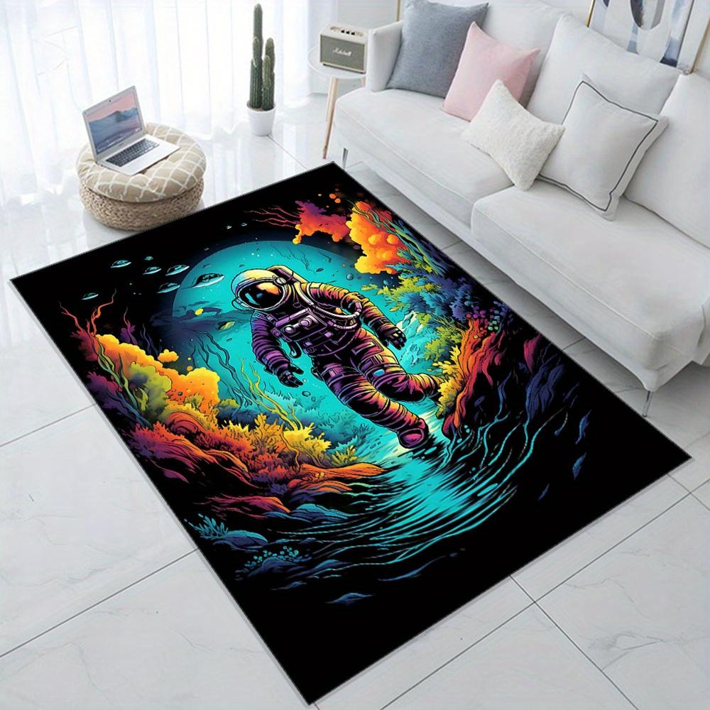 1pc Astronaut & Underwater Scene Area Mat - Non-Slip, Polyester Floor Mat for Living Room, Bedroom, or Office Decor