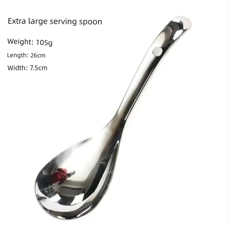 Chinese-Style Small Soup Spoon, Hotel Small Soup Spoon, Thickened Stainless Steel Spoon, Long-Handled Dining Spoon, Household Adult Eating Spoon Extra Thick and Large Serving Spoon