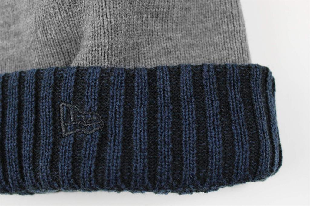 Gorro de punto New Era Colorblock Gris, con puño, Marino/Jaspeado