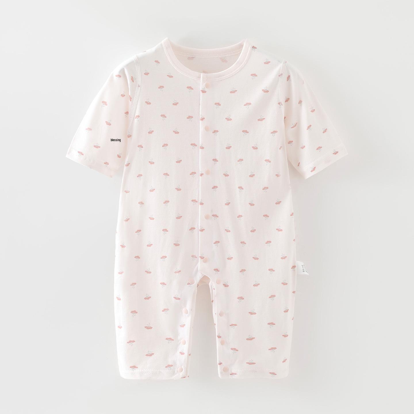 Summer Pure Cotton Eight-Sleeve Tagless Baby Girl Onesie Pajamas 80cm