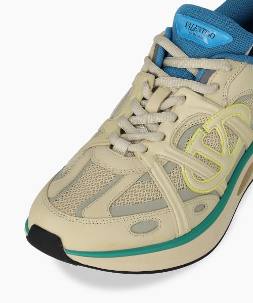 Valentino V-Logo Easy Jog Low-Top Sneakers - Beige:Parrot:Lime Sherbet 5Y2S0I25FWSZGWFW24
