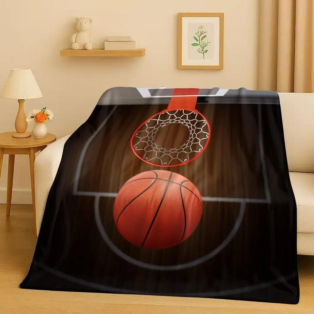2026 New Basketball Court Art Flannel Blanket,Ultra Soft Warm Plush Throw for Home Bedroom Bed Sofa Cover Travel Camping Gift
