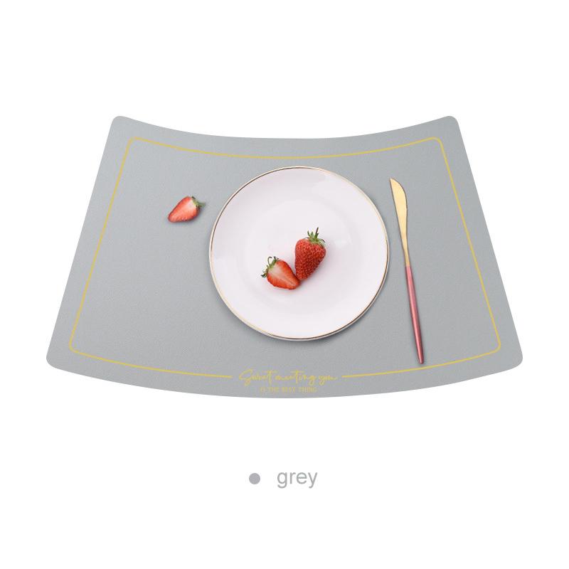 

2/4/6PC Faux Leather Placemats Place Mats for Kitchen Dining Patio Table,Non-Slip,Heat Resistant,Washable 2 pcs&arcuate серый