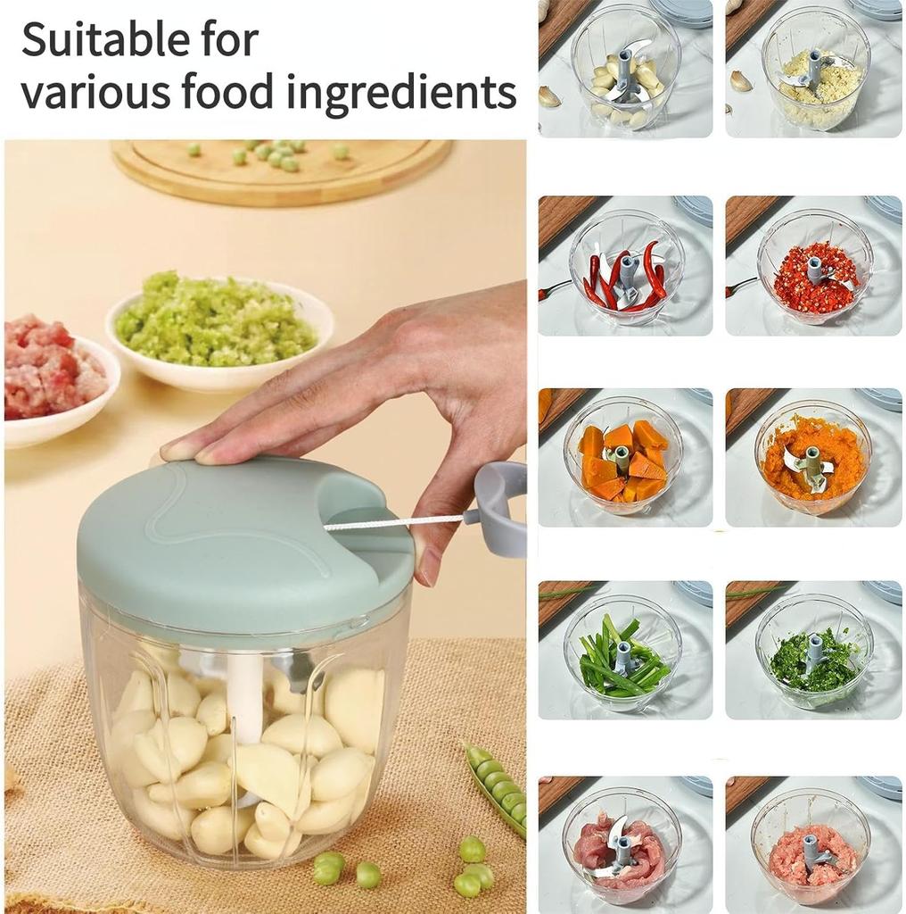 900ml Extra Large Manual Food Chopper Vegetable Chopper Garlic Chopper with 5 Sharp Blades Mincer for Cutting Onions Chili Ginger