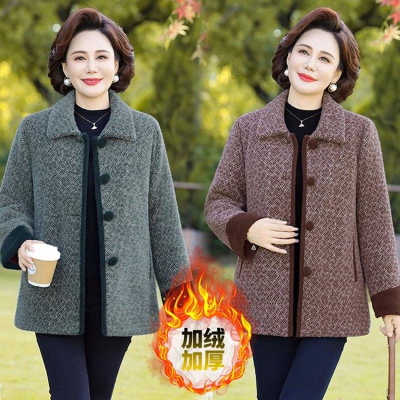 High-end autumn and winter mink jacket woolen coat new medium-sized women's fleece and thicker